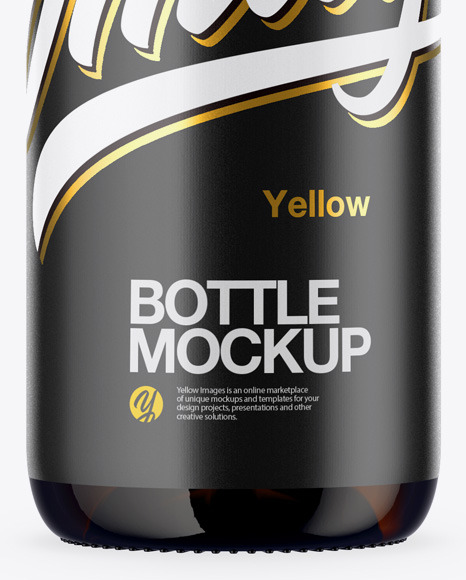 Plastic Amber Bottle Mockup