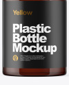 Amber Plastic Bottle with Pump Mockup