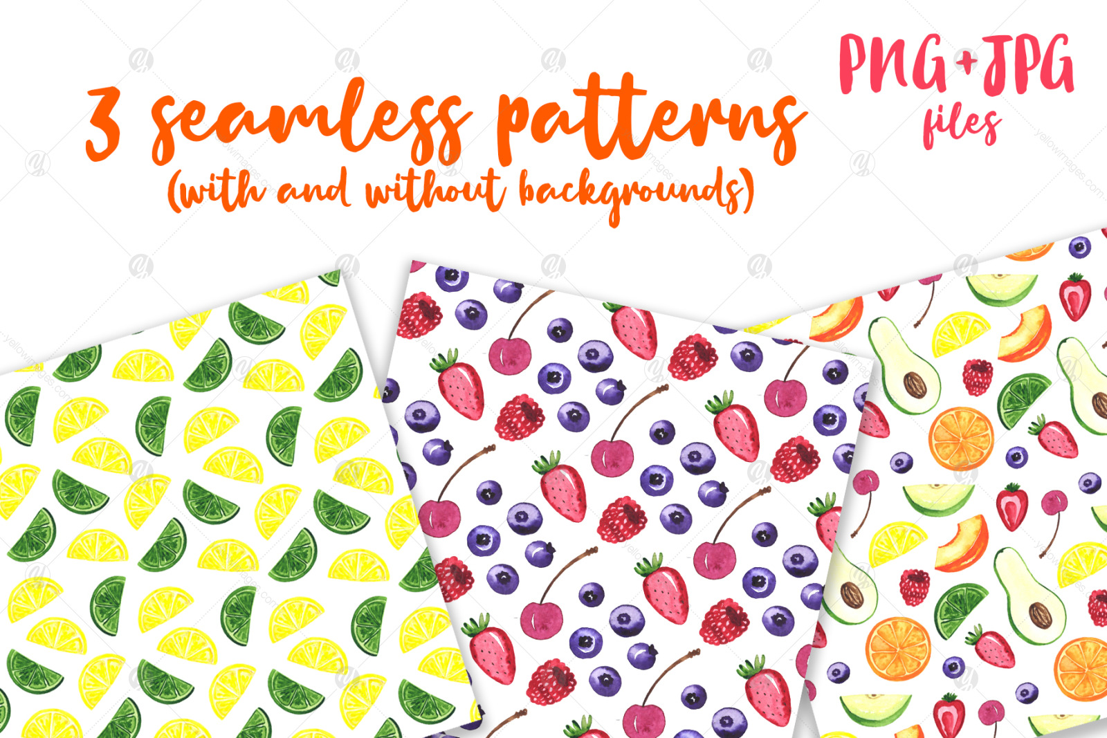 Fruits. Watercolor set. Clipart