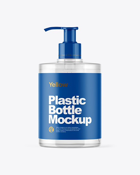 Clear Plastic Bottle with Pump Mockup