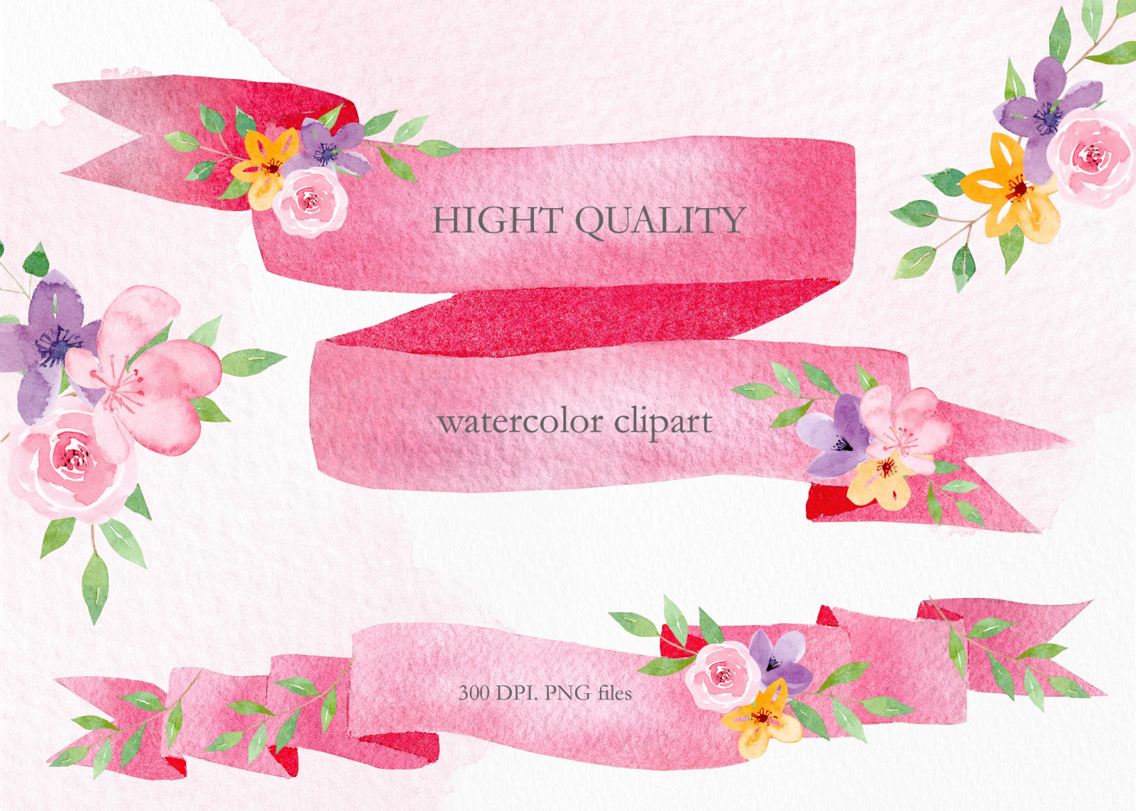 Watercolor Banners Clipart Set