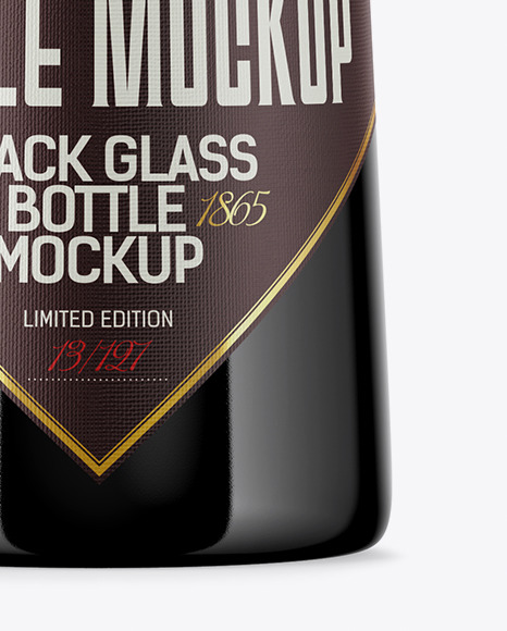 Black Glass Bottle Mockup