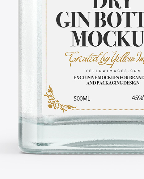 Clear Glass Gin Bottle Mockup