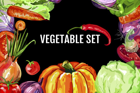 Collection of vegetables in vector - Pumpkin illustration