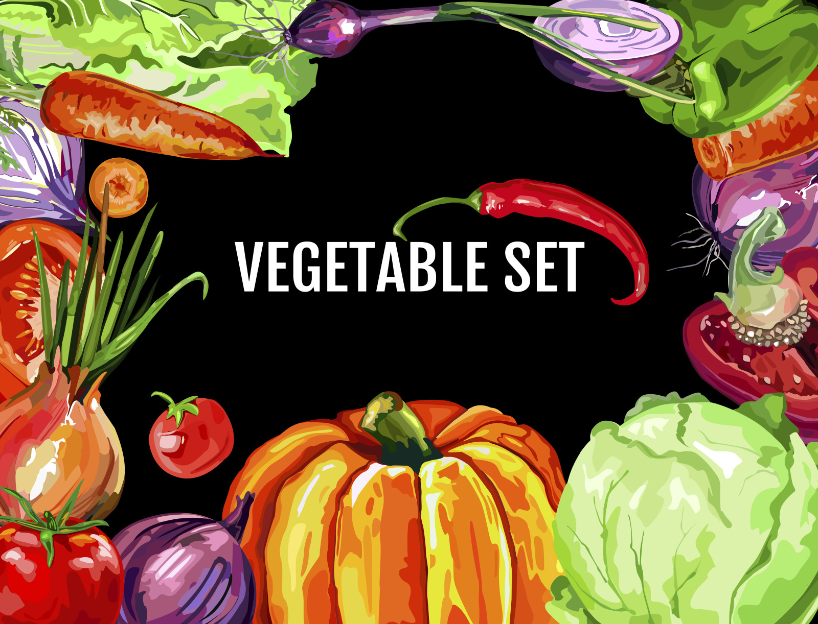 Collection of vegetables in vector