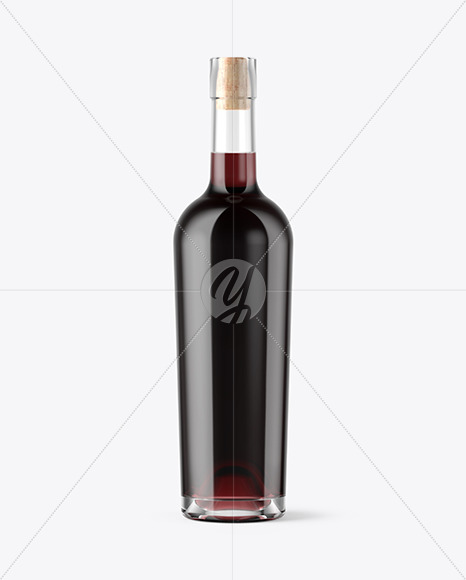 Clear Glass Red Wine Bottle Mockup