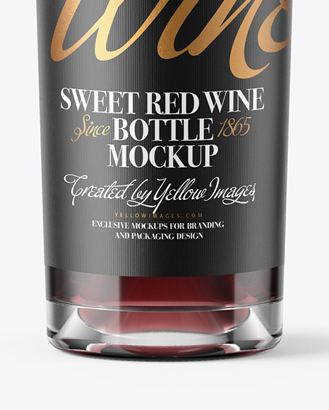 Clear Glass Red Wine Bottle Mockup