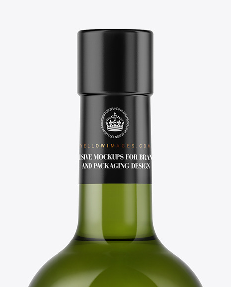 Green Glass Bottle With White Wine Mockup