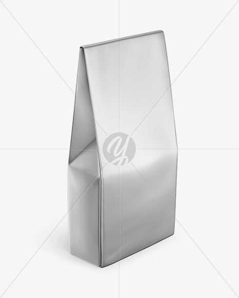 Glossy Metallic Bag Mockup - Half Side View (High Angle Shot)