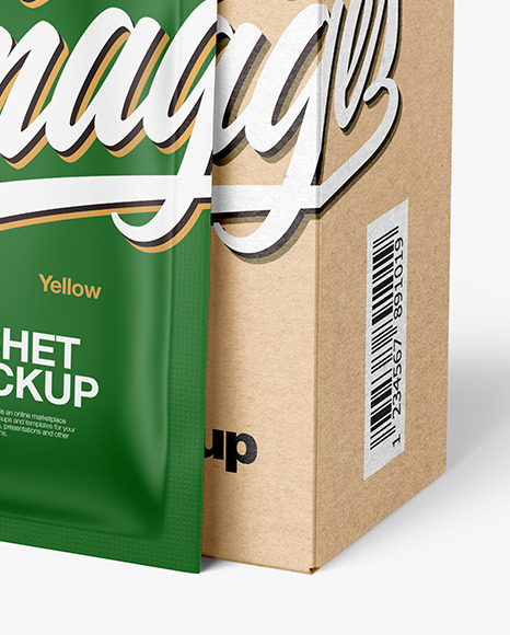 Kraft Paper Box with Matte Sachet Mockup