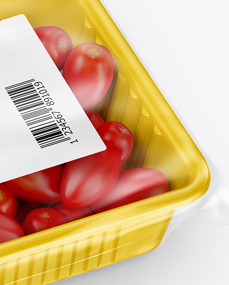 Plastic Tray with Tomatoes Mockup