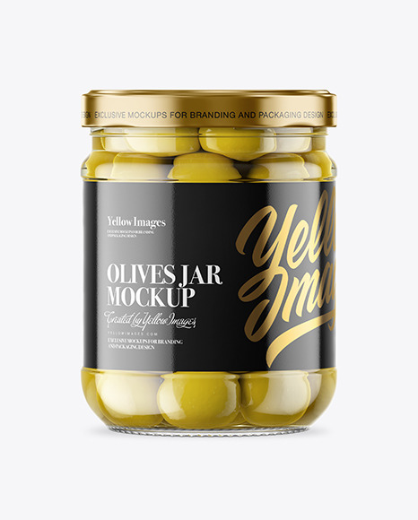 Clear Glass Jar with Olives Mockup