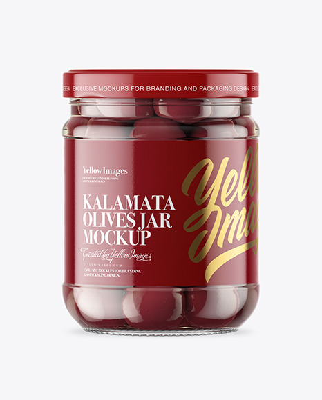 Clear Glass Jar with Kalamata Olives Mockup