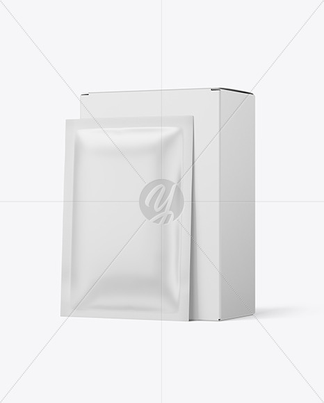 Paper Box with Matte Sachet Mockup