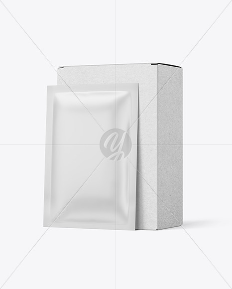 Kraft Paper Box with Matte Sachet Mockup