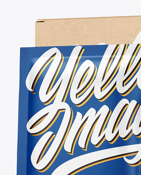 Kraft Paper Box with Matte Sachet Mockup