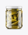 Clear Glass Jar with Pickled Cucumbers Mockup