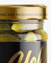 Clear Glass Jar with Pickled Cucumbers Mockup