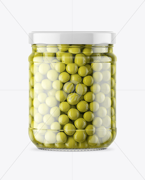 Clear Glass Jar with Green Peas Mockup