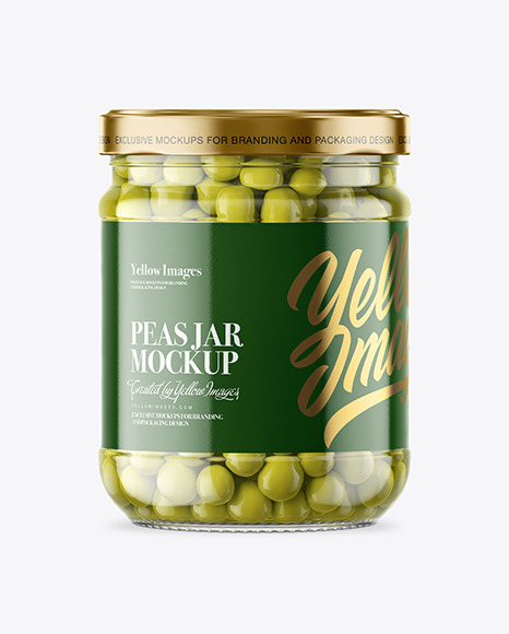 Clear Glass Jar with Green Peas Mockup