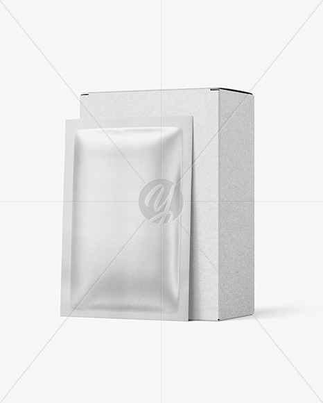 Kraft Paper Box with Kraft Sachet Mockup