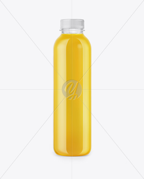 Clear Bottle with Orange Juice Mockup