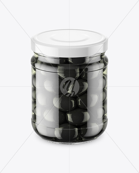 Clear Glass Jar with Black Olives Mockup