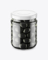 Clear Glass Jar with Black Olives Mockup