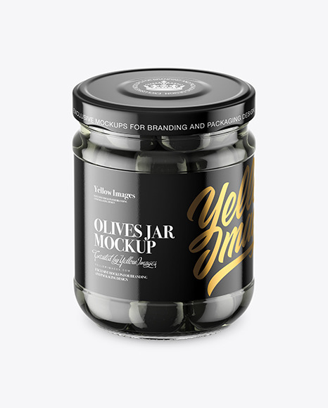 Clear Glass Jar with Black Olives Mockup