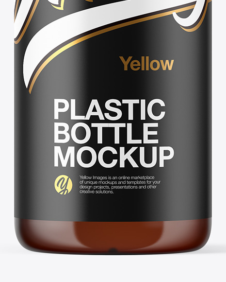 Amber Plastic Bottle Mockup