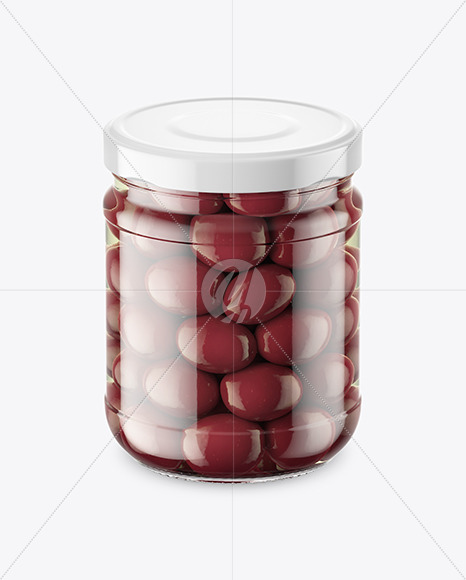 Clear Glass Jar with Kalamata Olives Mockup