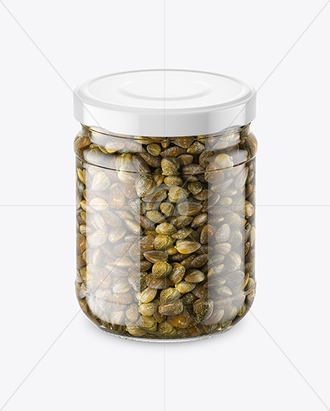 Clear Glass Jar with Capers Mockup