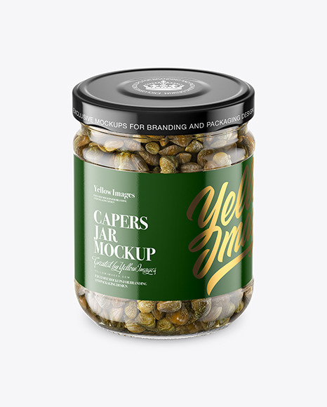 Clear Glass Jar with Capers Mockup - Capers+Jar+Mockup+Food+Jar+Jar+Capers