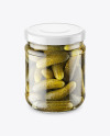 Clear Glass Jar with Pickled Cucumbers Mockup