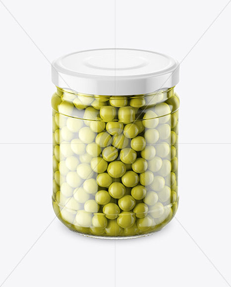 Clear Glass Jar with Green Peas Mockup