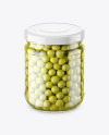 Clear Glass Jar with Green Peas Mockup