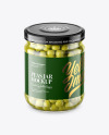 Clear Glass Jar with Green Peas Mockup