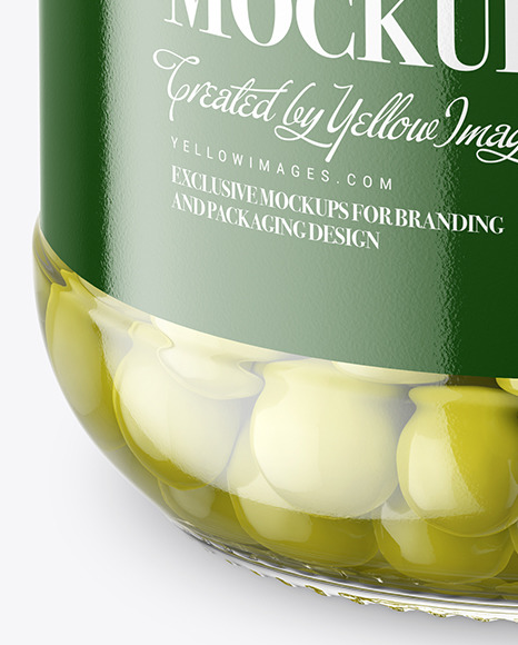 Clear Glass Jar with Green Peas Mockup