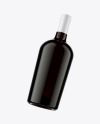 Antique Green Glass Bottle With Red Wine Mockup