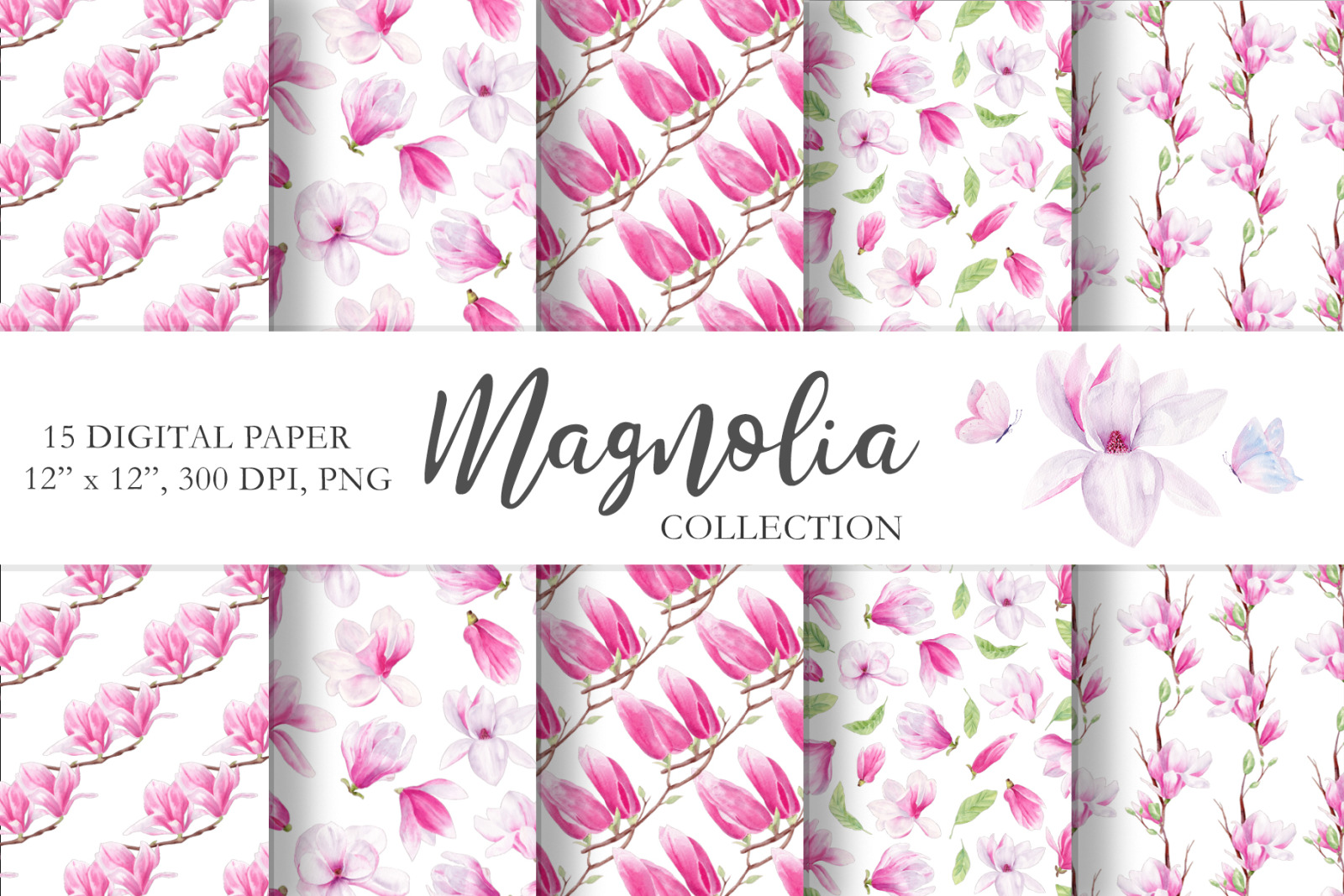 Magnolia Floral Watercolor Clipart Magnolia Floral Watercolor Clipart