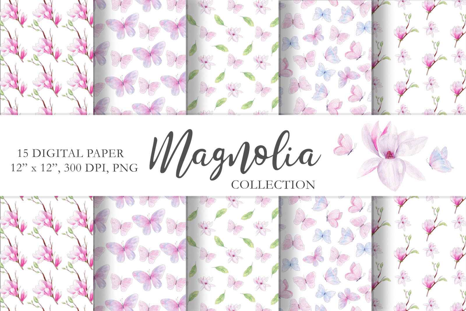 Magnolia Floral Watercolor Clipart Magnolia Floral Watercolor Clipart