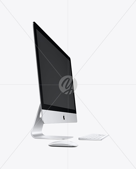 IMac with Keyboard and Mouse Mockup