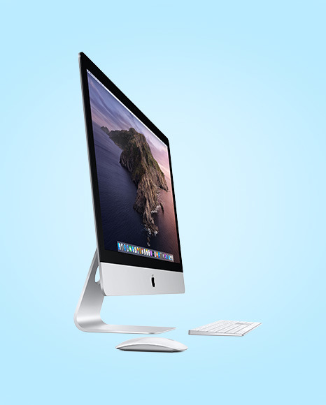 IMac with Keyboard and Mouse Mockup