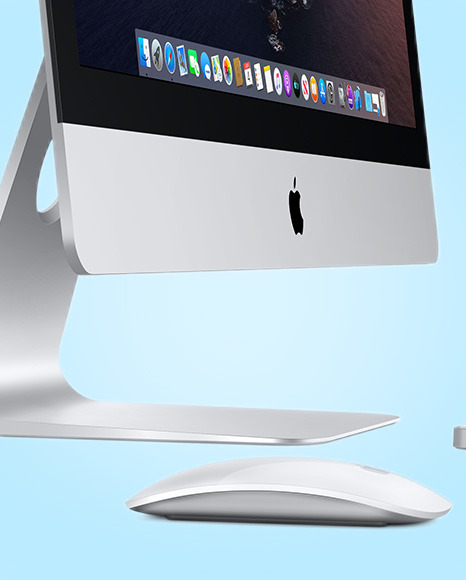 IMac with Keyboard and Mouse Mockup