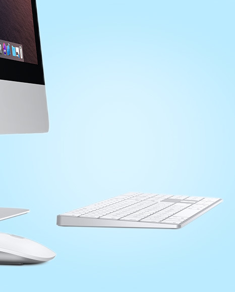 IMac with Keyboard and Mouse Mockup