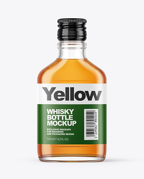 Clear Glass Bottle with Whisky Mockup