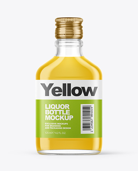 Clear Glass Bottle with Liquor Mockup