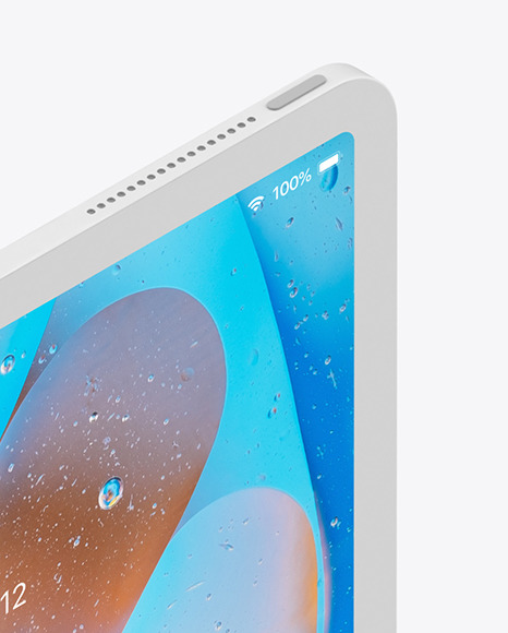 iPad Pro 12.9″ Isometric Clay Right Portrait Mockup