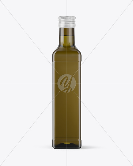 Antique Green Glass Bottle with Olive Oil Mockup