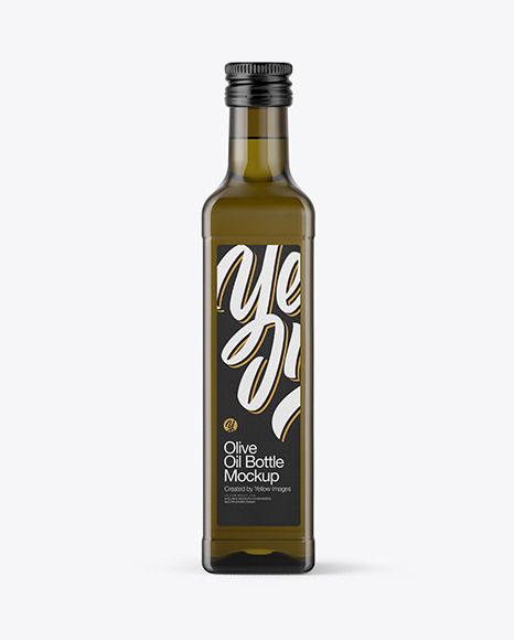 Antique Green Glass Bottle with Olive Oil Mockup